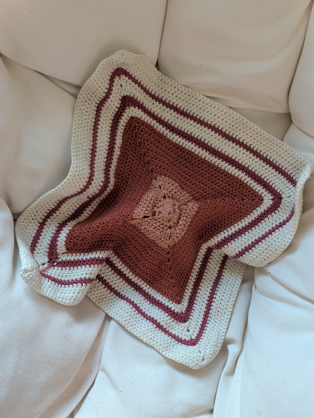 Crochet Bunny Lovey in Rust, Cream & White - Picture 8 of 8